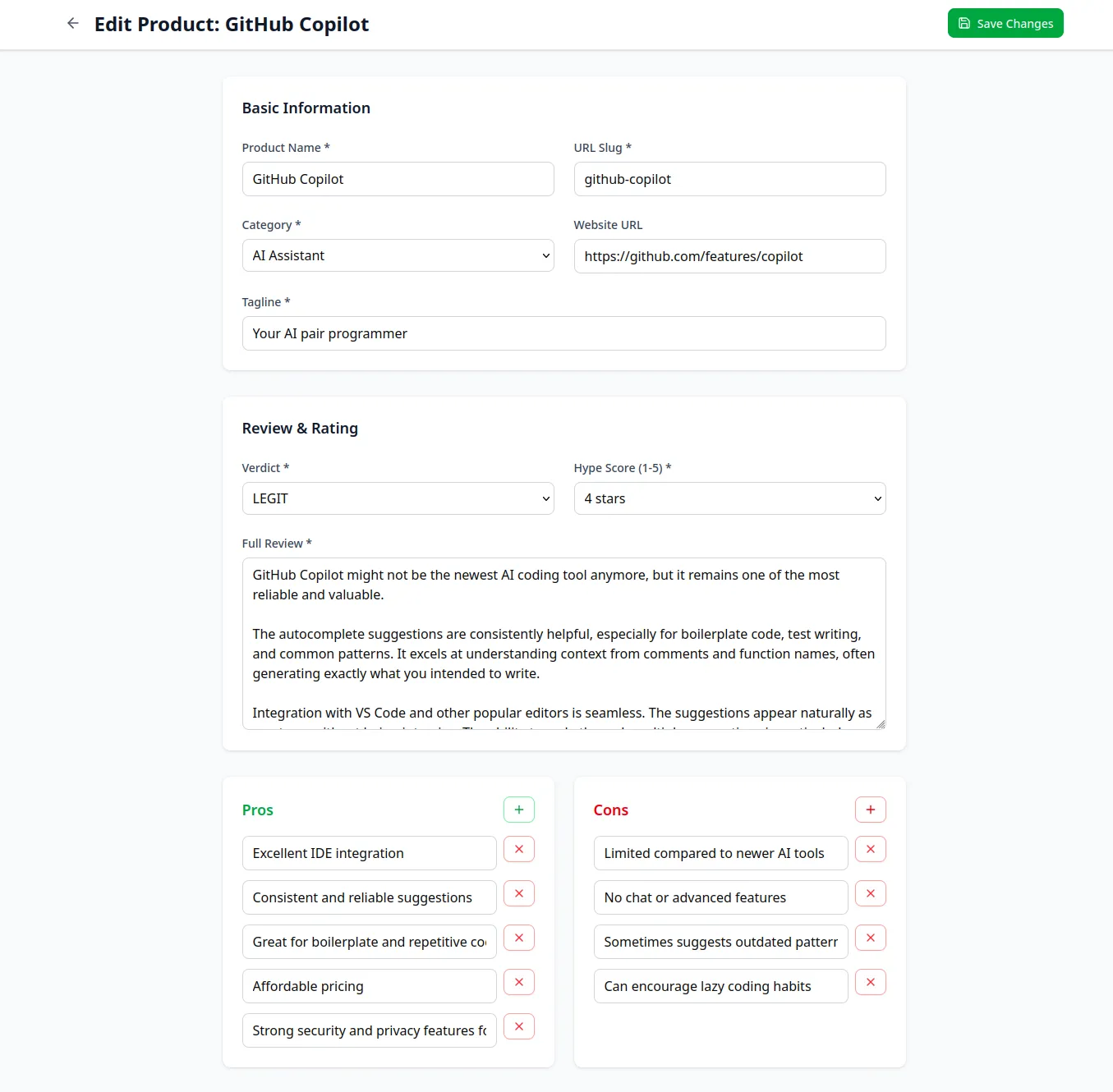 admin panel